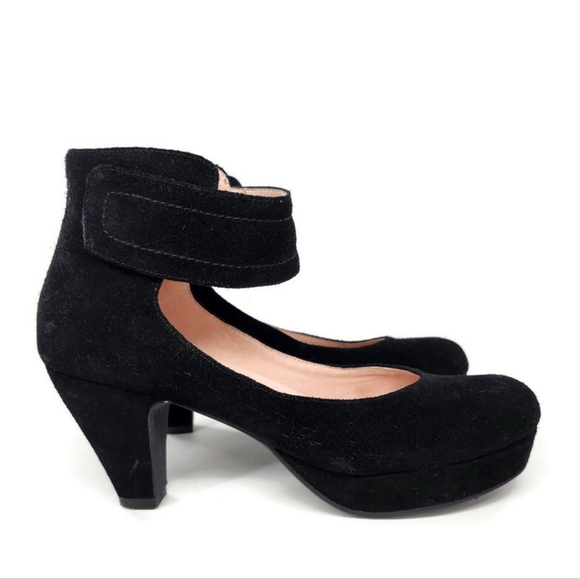 Sacha London Vera Black Suede Ankle Wrap Round-Toe Platform Pumps - Picture 2 of 14